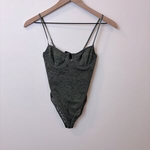 Urban Outfitters Out From Under XS Grey Lace Bustier Bodysuit New with tags